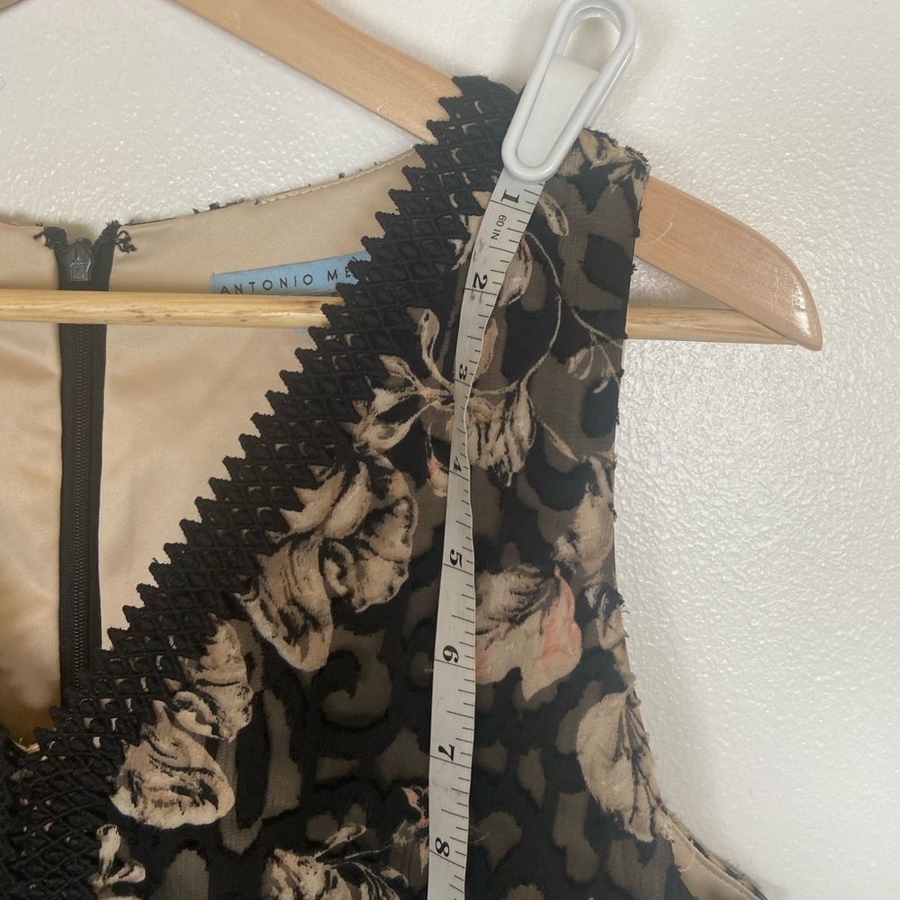 Antonio Melani Jacquard Floral Dress Size 8 Sheer Chiffon High Low Black & Pink - Picture 13 of 16